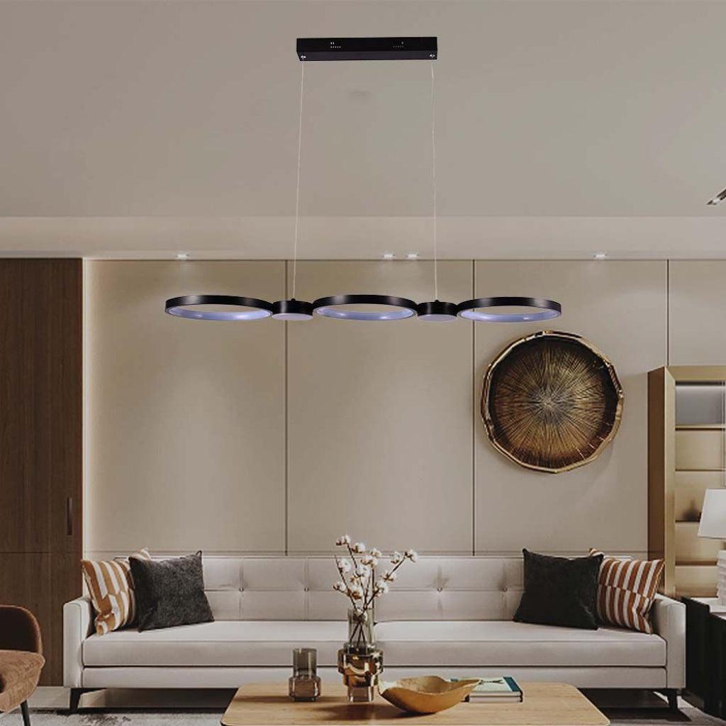 V-TAC Lampadario LED a Sospensione con 3 Cerchi 38W in Metallo Colore Nero 4000K V-TAC Lampadario LED a Sospensione con 3 Cerchi 38W in Metallo Colore Nero 4000K